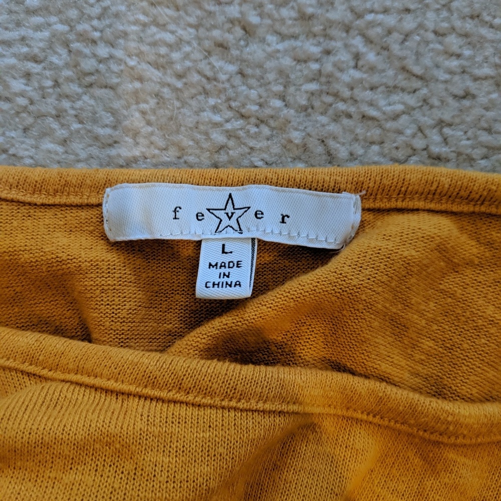 Mustard dress shirt with asymetrical ruffles